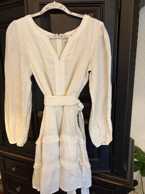 Roller Rabbit Cream Linen Mini Dress with Belt
